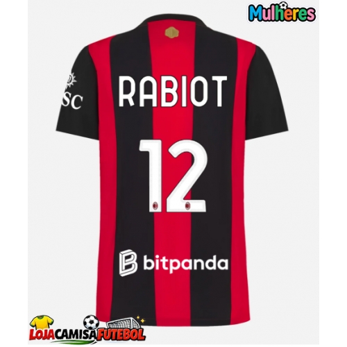 Camisa de Futebol AC Milan Adrien Rabiot #12 Equipamento Principal Mulheres 2026-27 Manga Curta